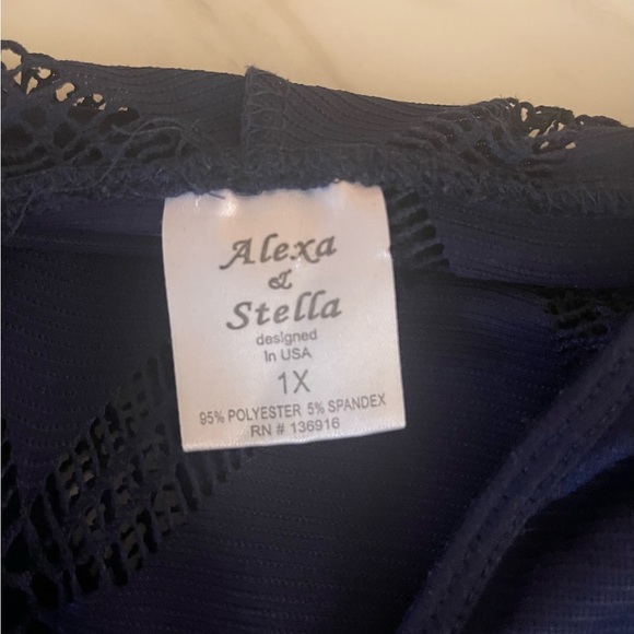 Alexa & Stella Women’s Plus Size 1X Blue Sleeveless Swim Cover Up Pullover - Picture 4 of 6